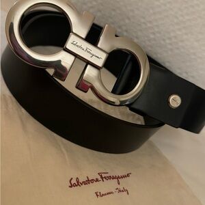 Ferragamo Black Leather Belt